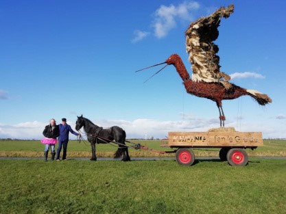 Mini-stoarmrin vergezeld van het Friese Paard Pronkje die de ‘reuzengrutto’ door Leeuwarden zal trekken 11 november 13.30 uur.