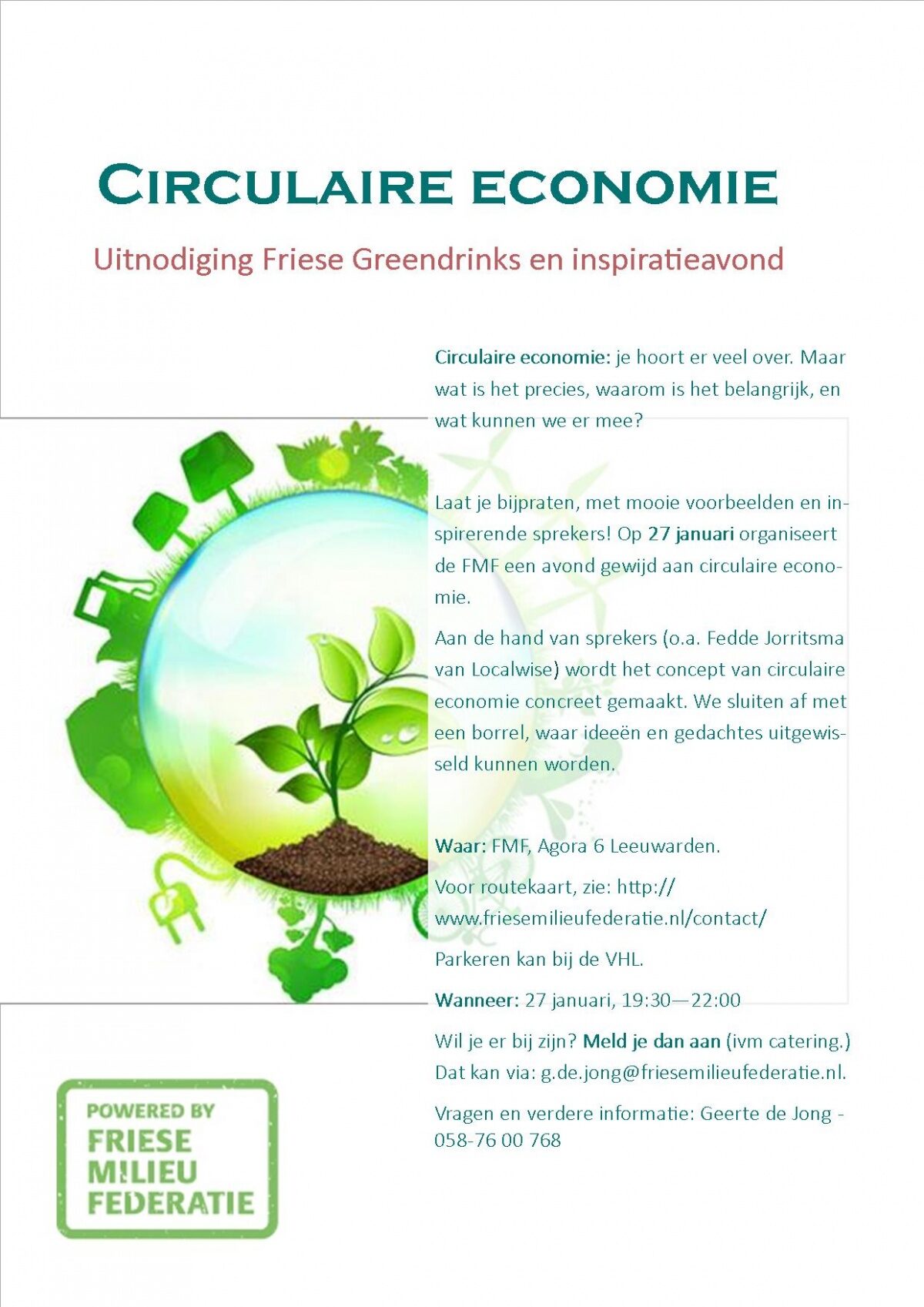Circulaire economie. Uitnodiging Friese Greendrinks en inspiratieavond.
